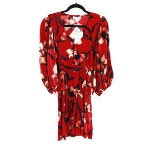 Band Of The Free Red Floral Puff Sleeve Mini Dress‎ Women's M Boho Romantic NWT